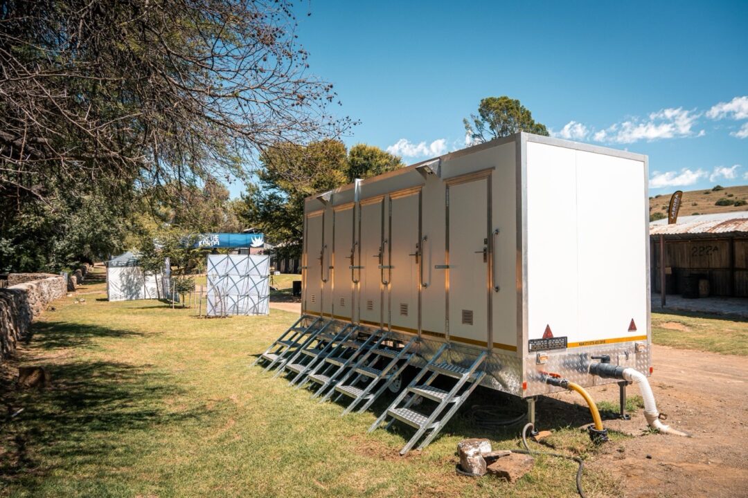 Luxurious mobile ablution units with warm showers and hangers
