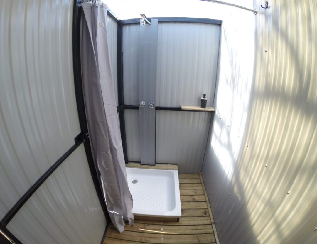 Luxurious mobile ablution units with warm showers and hangers
