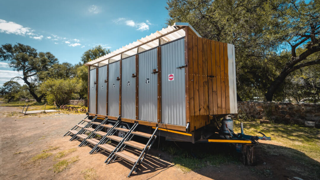 Luxurious mobile ablution units with warm showers and hangers