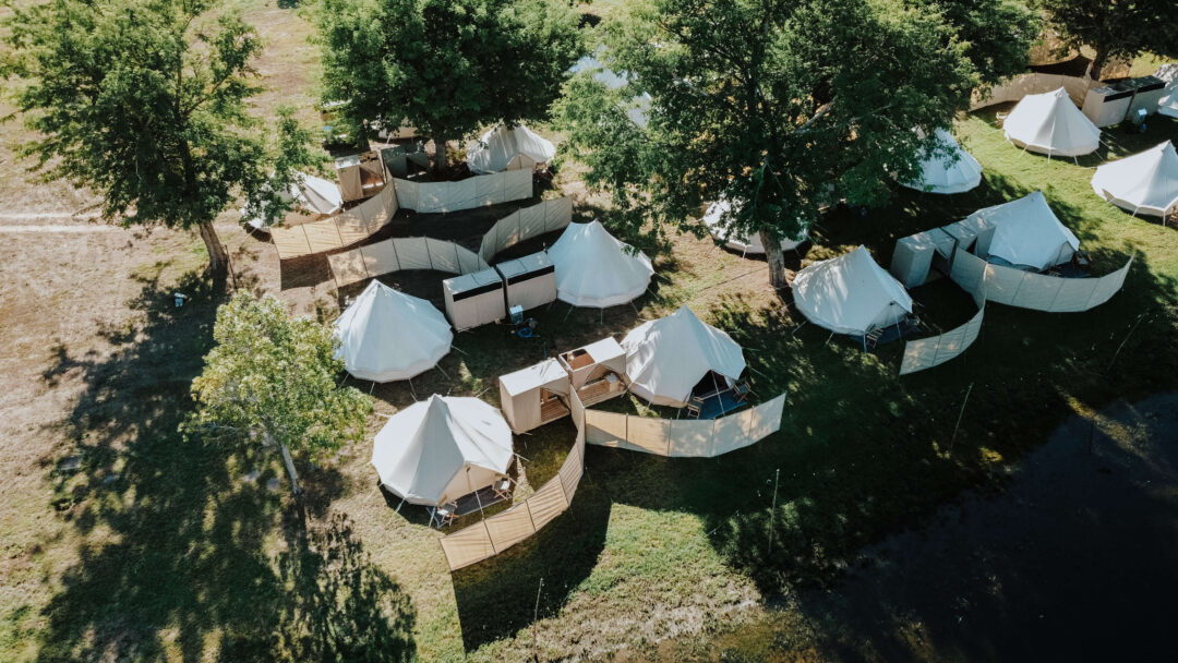 Aerial photo Glamping Tents with private bathrooms