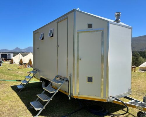 Night-glamping under the stars with soft interior lighting