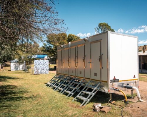 Luxurious mobile ablution units with warm showers and hangers